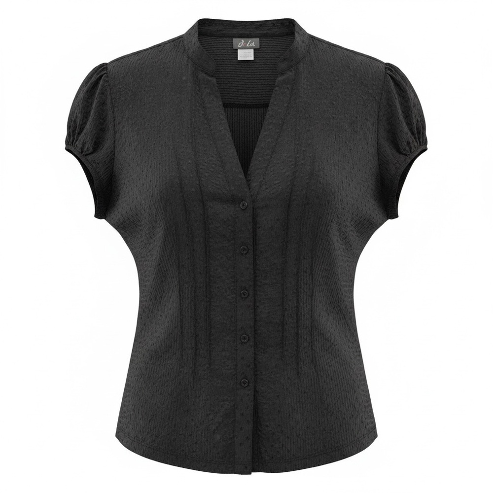 Women’s XL Black short sleeve button up top